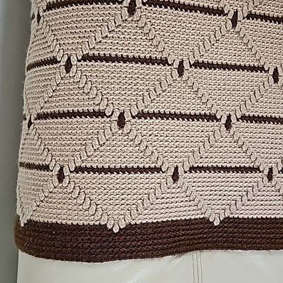 Hand Crocheted afgan. Brown and tan. Beautifully crafted. About 60" by 60". No - Picture 2 of 6